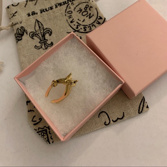 Vintage wishbone faux pearl and green rhinestone - Picture 2 of 2